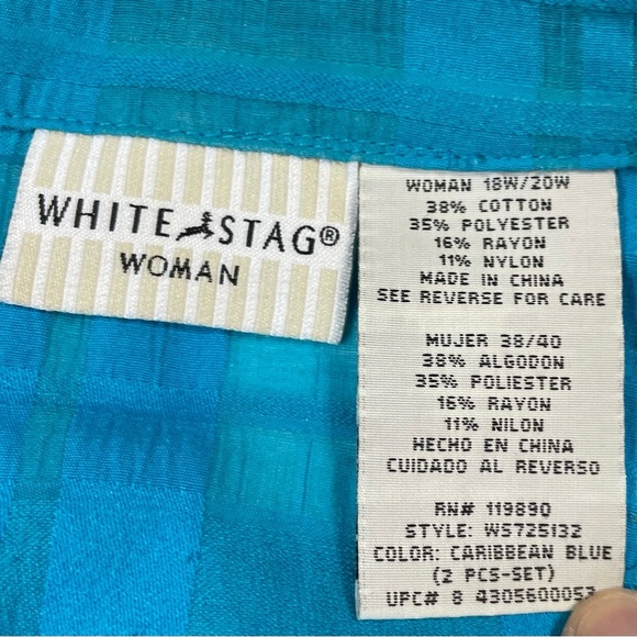 White Stag Blue Boxy 3/4 Sleeve Button Down - Picture 7 of 10